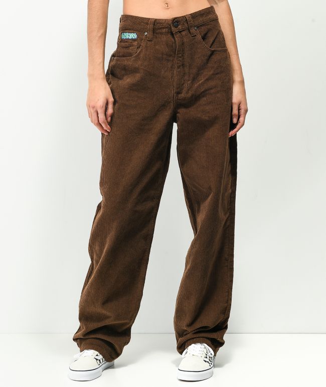 Baggy Cord Pants Vintage 90s Dark Brown Corduroy Pants Cotton