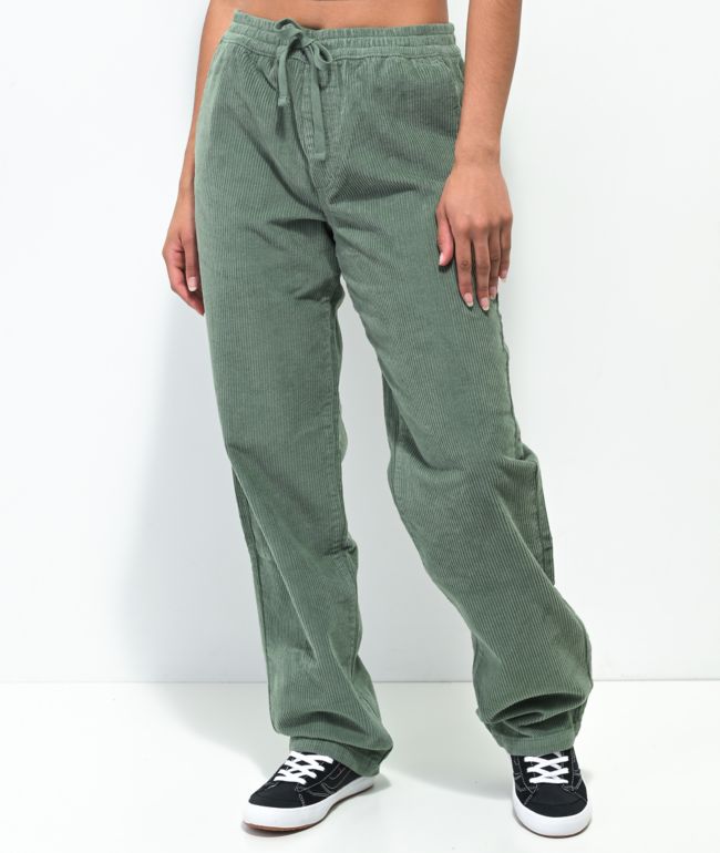 Empyre Jessie Sage Corduroy Elastic Waist Skate Pants - Empyre