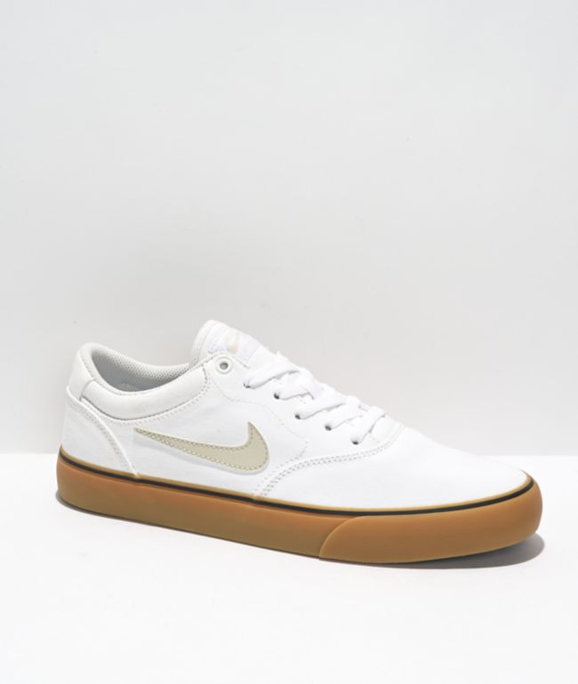 Nike SB Chron 2 White & Gum Skate Shoes - Nike