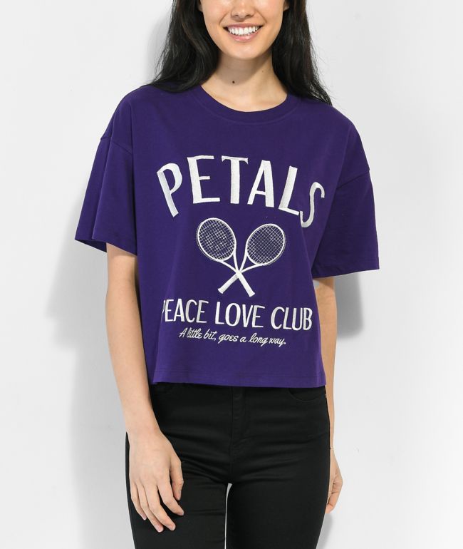 Petals by Petals and Peacocks Peace Love Tennis Purple Crop T-Shirt - Petals and Peacocks