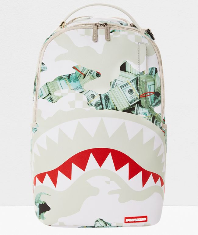 Sprayground shark mouth print backpack - White