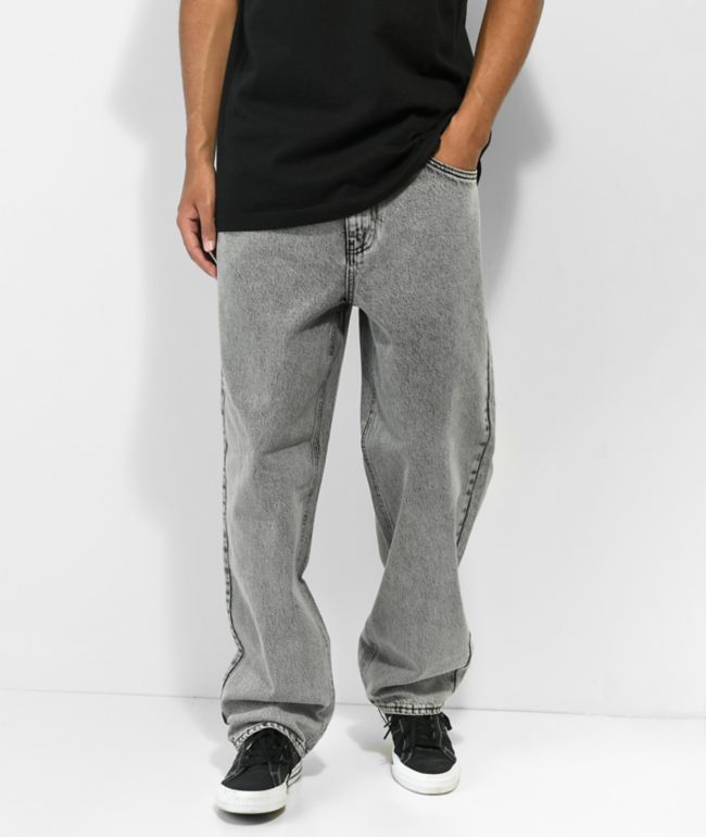 Men's Grey Loose Jeans, Men's Bottoms