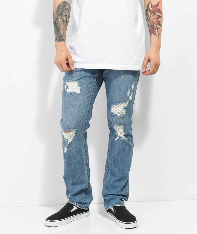 Cookies Core Modern Flare Distressed Blue Cargo Jeans