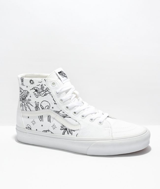 All white cheap skate high vans