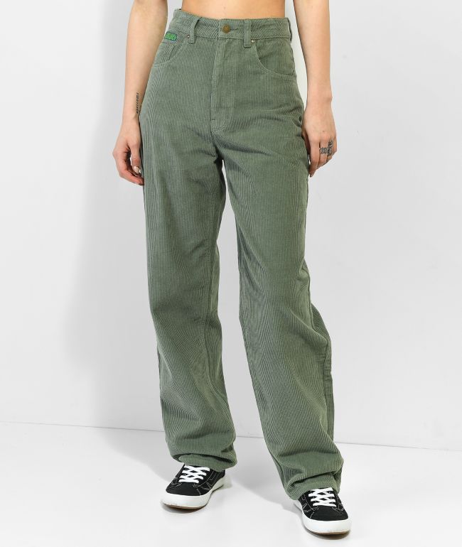 【PORTERNA】Darlin corduroy cargo trousers Women's Mid Rise Pockets Straight Leg Corduroy Casual Cargo