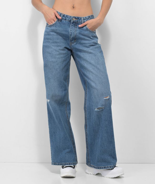 Retro Rainbow Wide-Leg Denim - Angry Rabbit