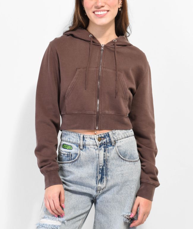 We Run NY Crop Zip Hoodie Ivory
