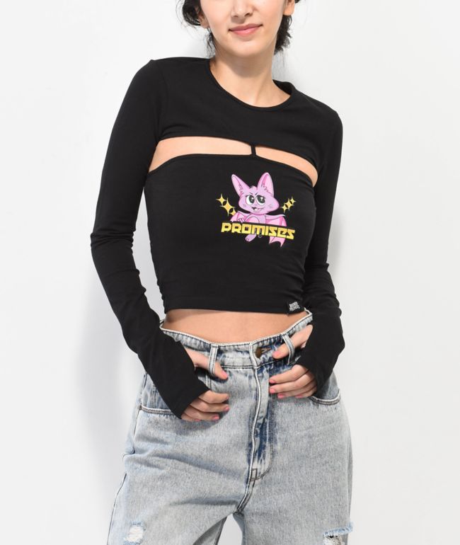 Broken Promises Edward Black Cut Out Long Sleeve Shirt - Broken Promises