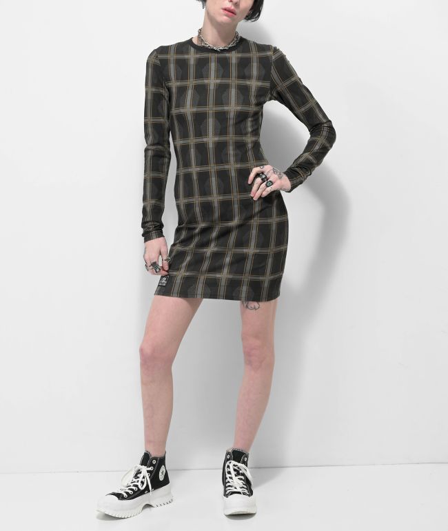 Lurking Class by Sketchy Tank Coffin Black Plaid Dress - Lurking Class by Sketchy Tank