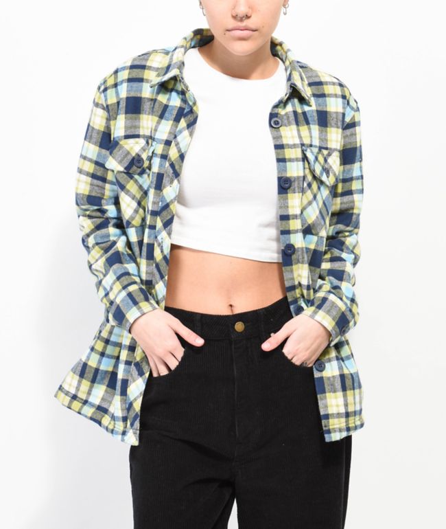 Empyre Cayden Blue & Green Flannel Sherpa Jacket - Empyre