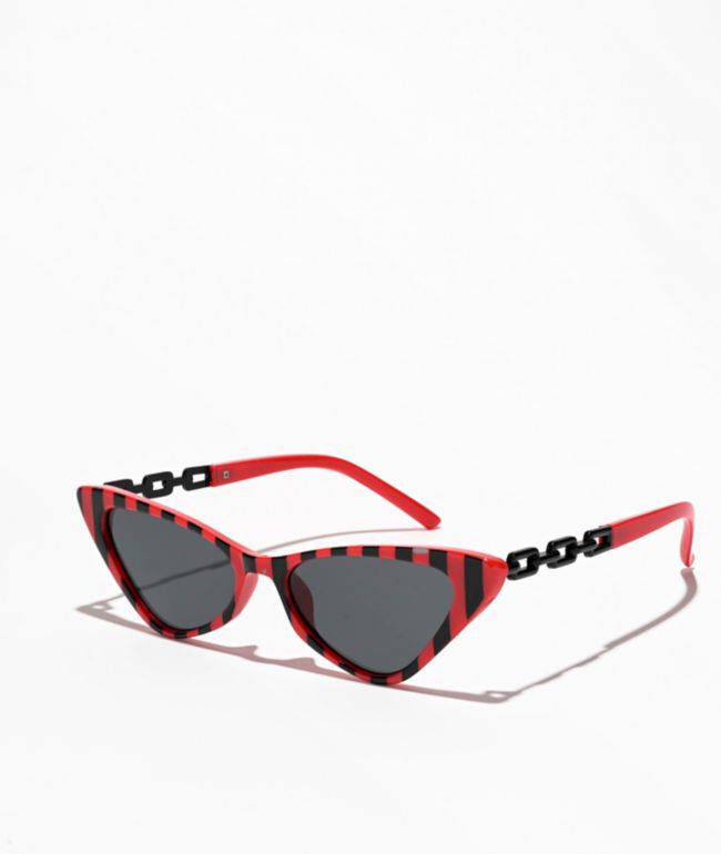 Chain Red Cat Eye Sunglasses - Empyre