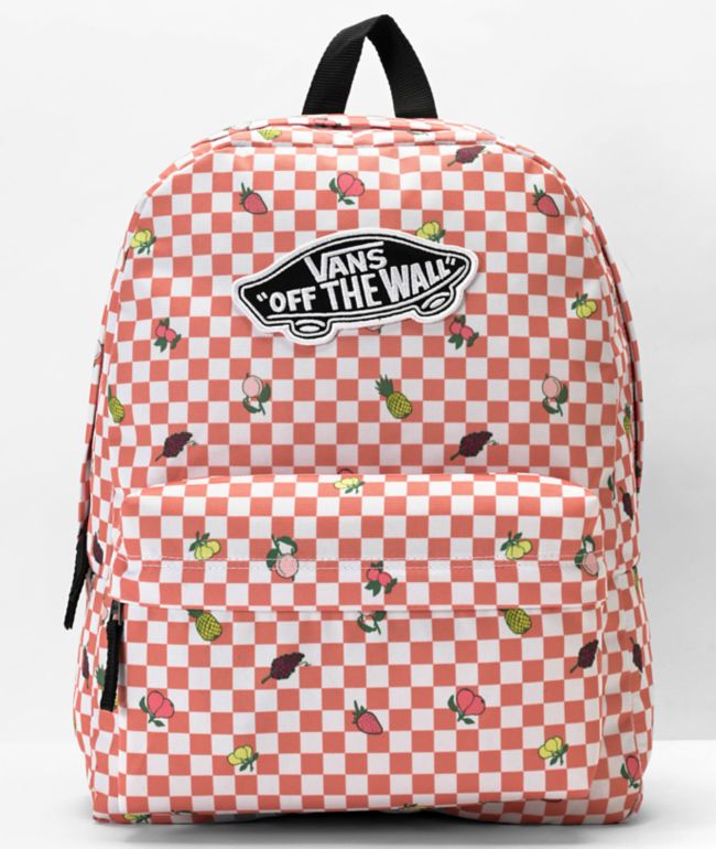 Vans checkered cheap backpack with roses