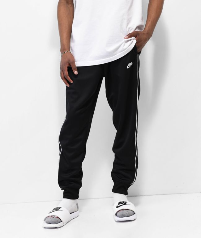 Nike black sweatpants outlet with white stripe