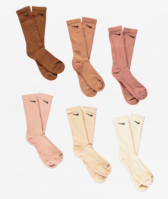 Nike Everyday Plus Cushioned Brown, Tan & Beige 6-Pack Crew Socks - Nike