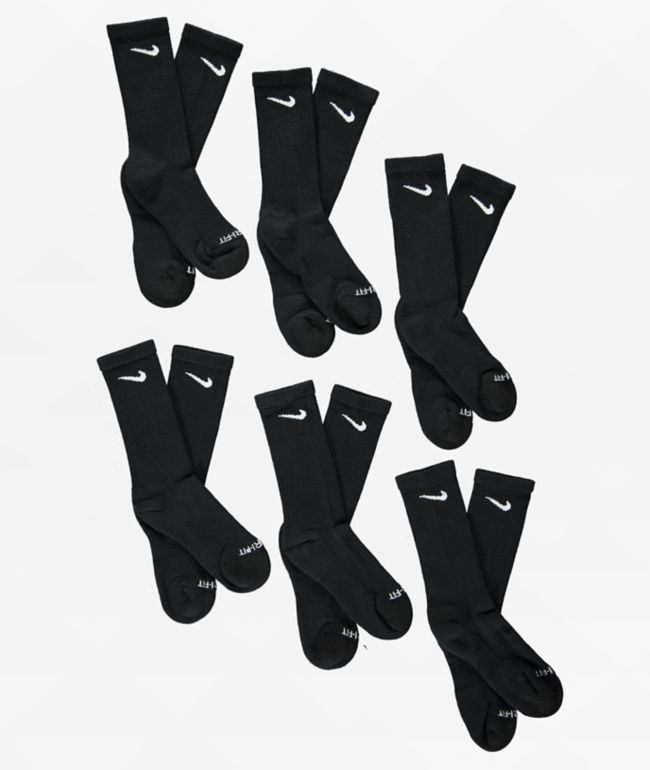 Nike Everyday Plus 6-Pack Black Crew Socks - Nike