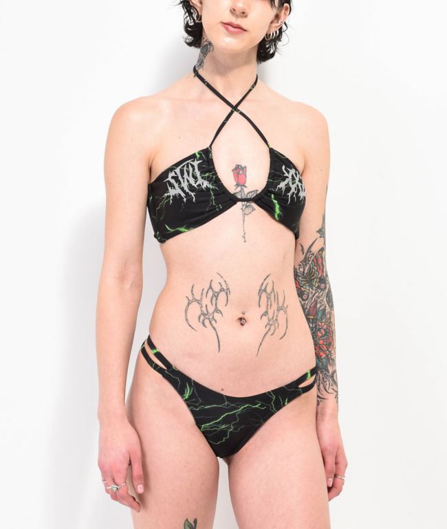 Broken Promises Undead Black High Leg Bikini Bottoms