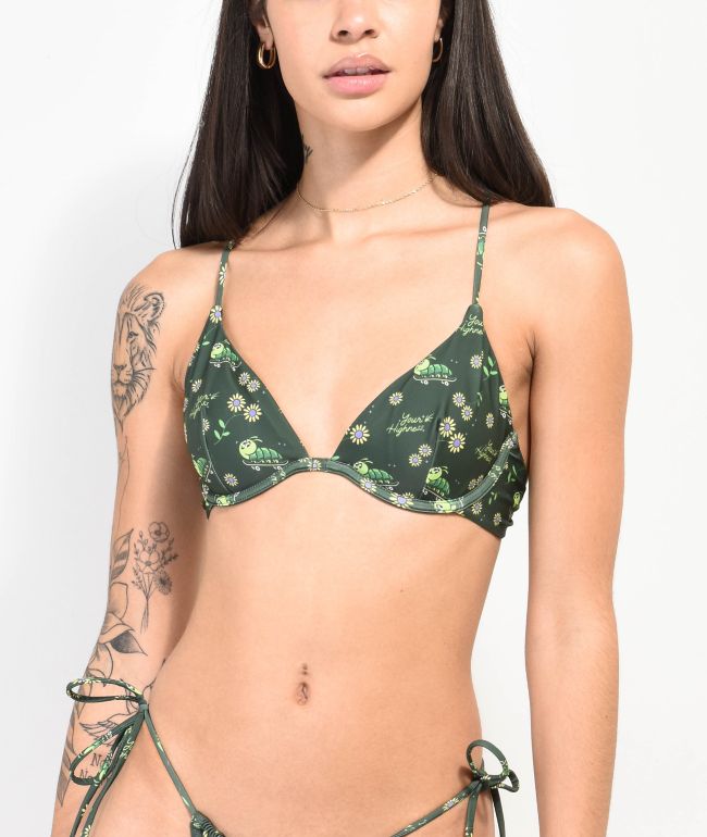 zanvin Womens Swimsuits ,Women Conservative Print Strappy Back Set Two  Piece Swimsuits Swimdress, Green, L 