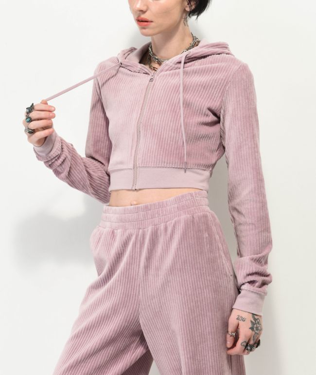 ★GENERAL IDEA★ COZY CROP SWEATSHIRT PINK WBC1L51542 Cozy Fleece Boyfriend Waist Sweatshirt | Aritzia US