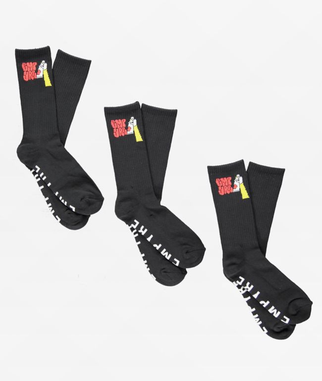 Empyre 3 Pack Black Crew Socks - Empyre