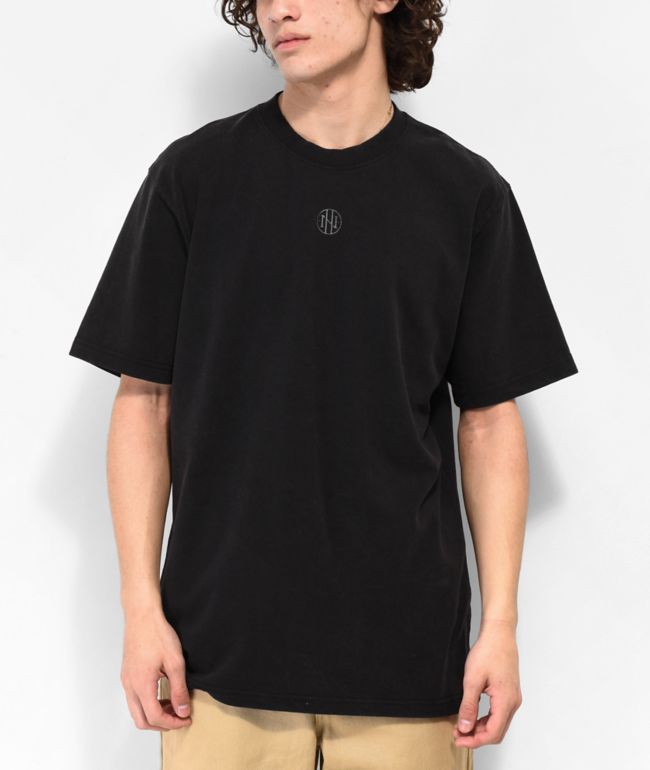 Shaka Wear Design Puff Print Garment Dye Black Heavyweight T-Shirt