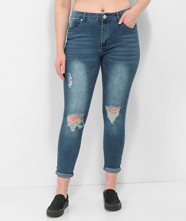 Thrill Jeans High Rise Blue Skinny Jeans - Thrill