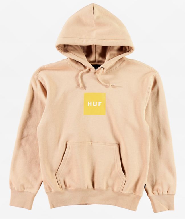 HUF Men's Essentials Box Logo Pullover Hoodie - Brown