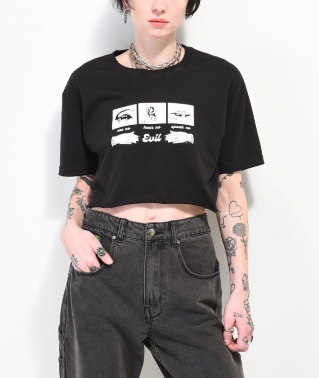 Salty Crew Ink Slinger Black Crop T-Shirt