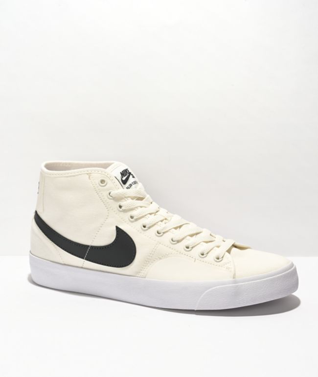 Nike SB BLZR Court Mid White Black Skate Shoes Zumiez