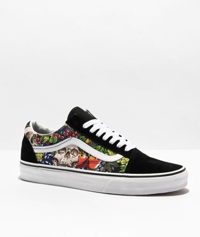 Black vans hot sale with roses