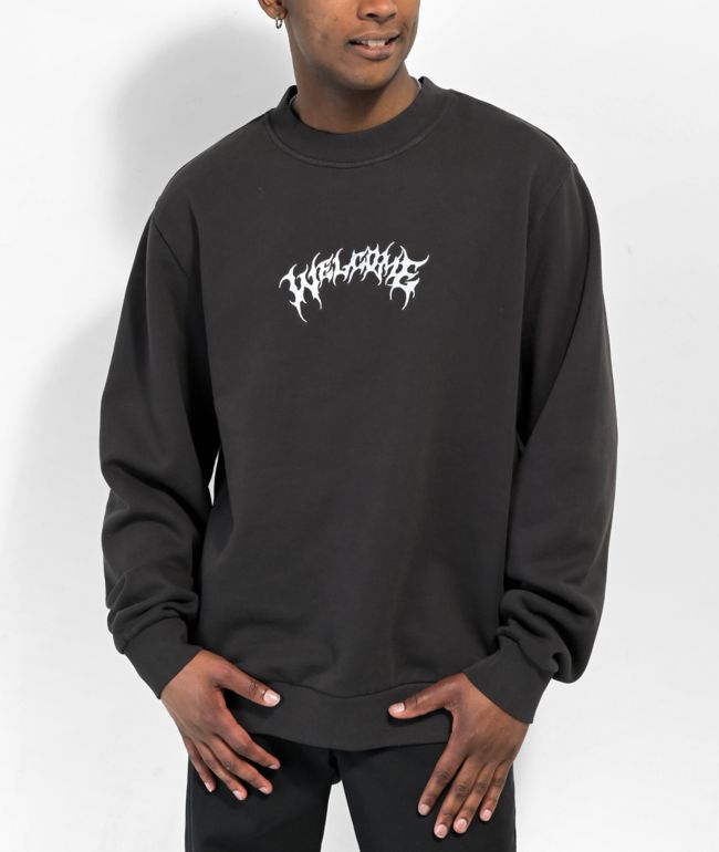 Lurking Class by Sketchy Tank Burnouts Black Crewneck Sweatshirt