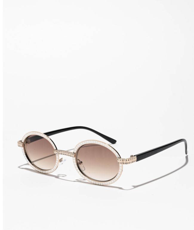 Mini Studded Gold Oval Sunglasses - Eyeking