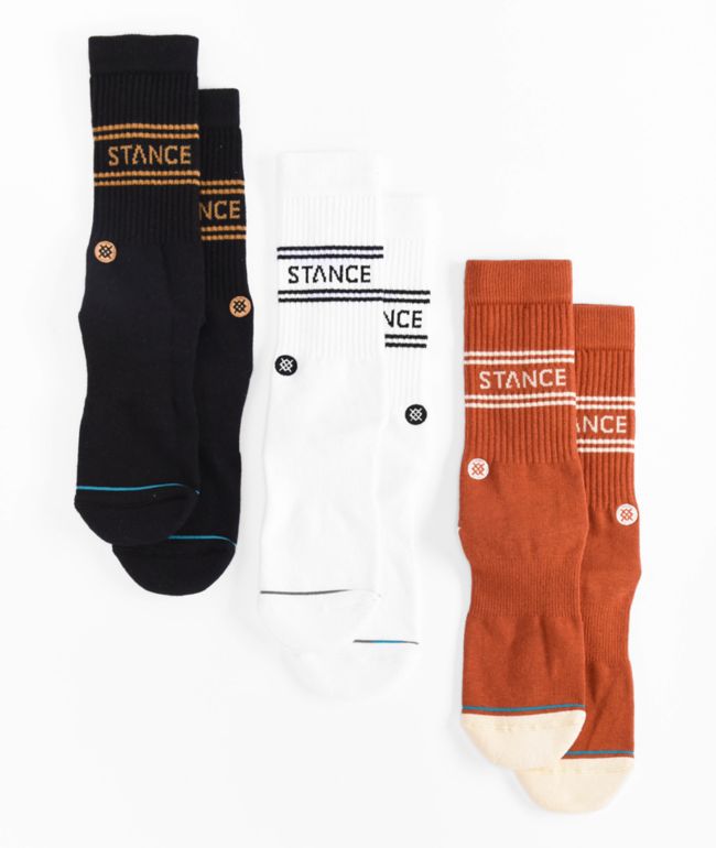 Stance Basic Orange, White & Black 3 Pack Crew Socks - Stance