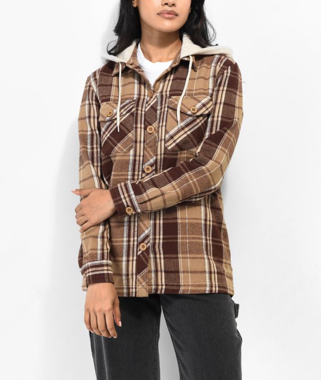 Empyre Holly Brown Hooded Flannel Shirt - Empyre