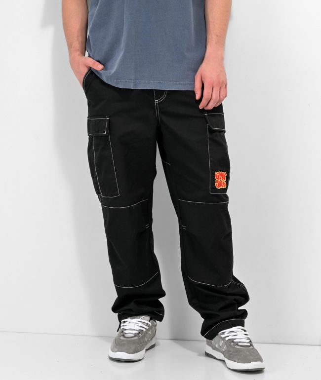 COLLUSION tapered skate pants in black with contrast stitch