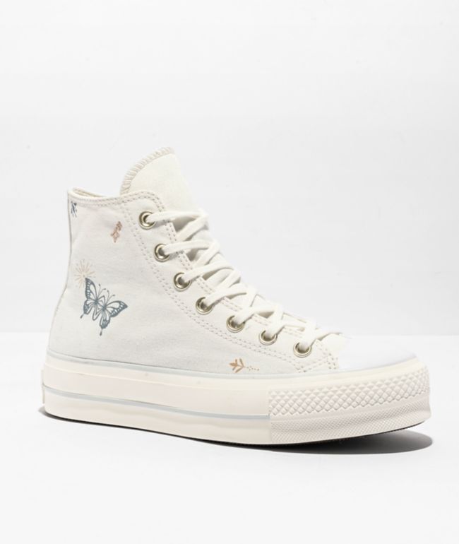 Converse Chuck Taylor All Star Lift Timeless White Embroidery High Top Platform Shoes Zumiez