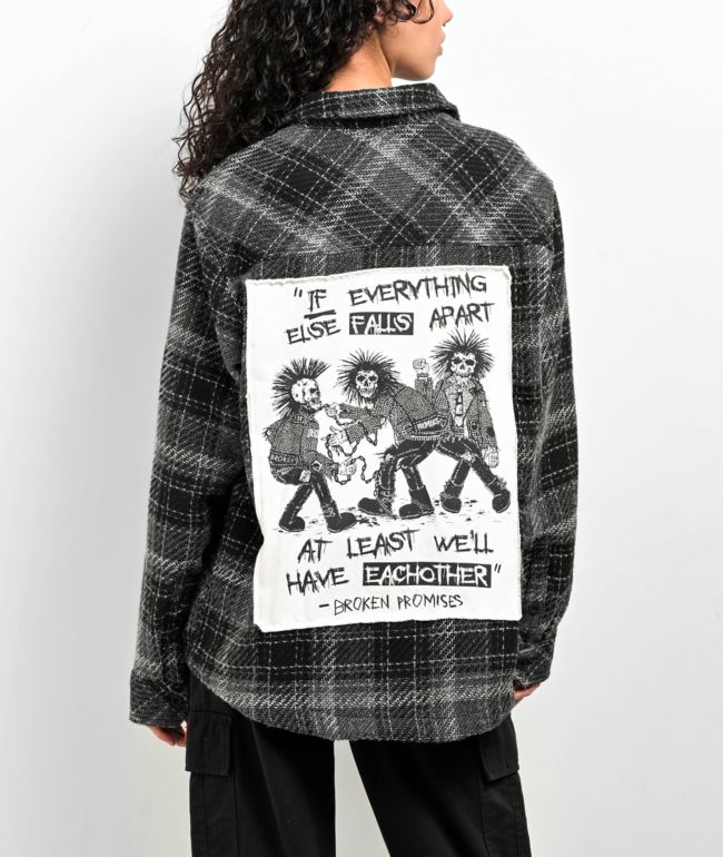 Broken Promises Holding On Black Flannel Shirt - Broken Promises