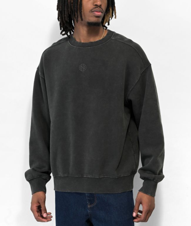 Fundamental Cropped Crew Neck Sweatshirt in Washed Black