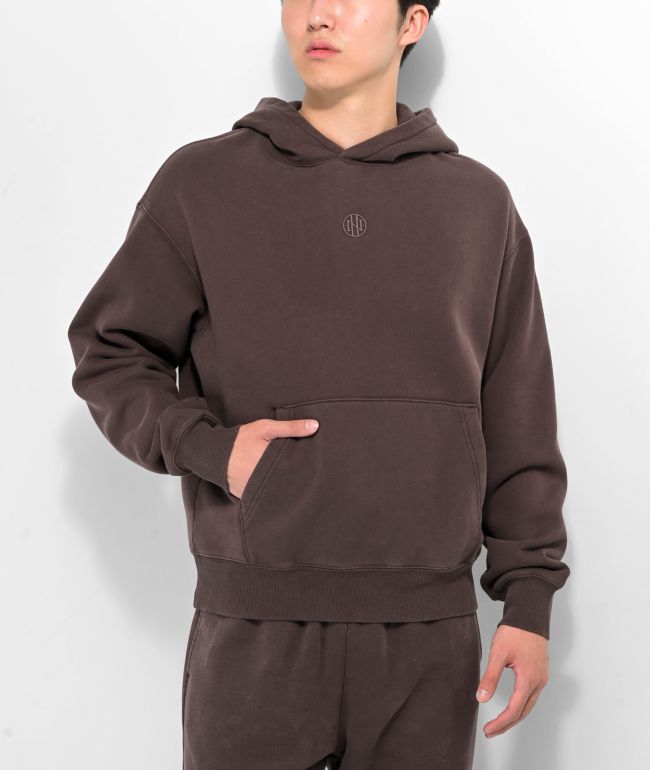 Ninth Hall Fundamentals Brown Wash Boxy Hoodie - Ninth Hall Fundamentals