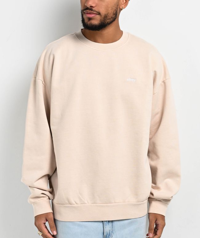 Cream colored cheap crew neck sweatshirt