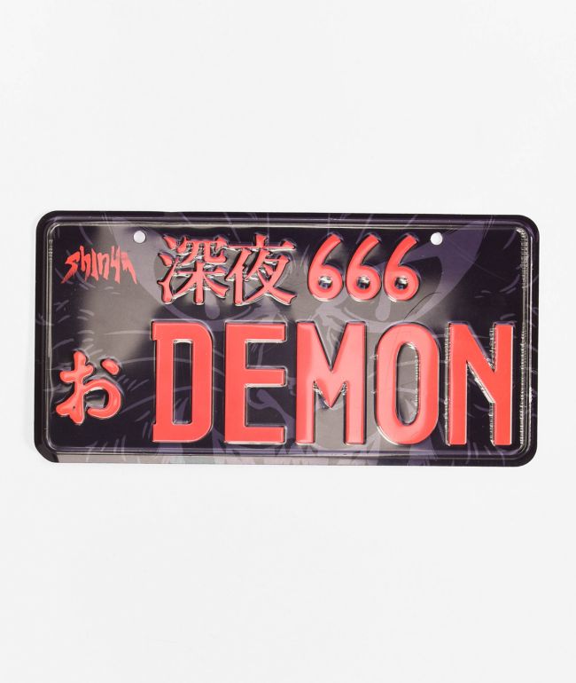 Shinya Demon Black License Plate - Shinya
