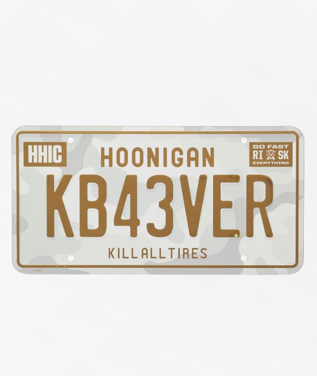 Hoonigan KB43VER Snow Camo License Plate - HOONIGAN