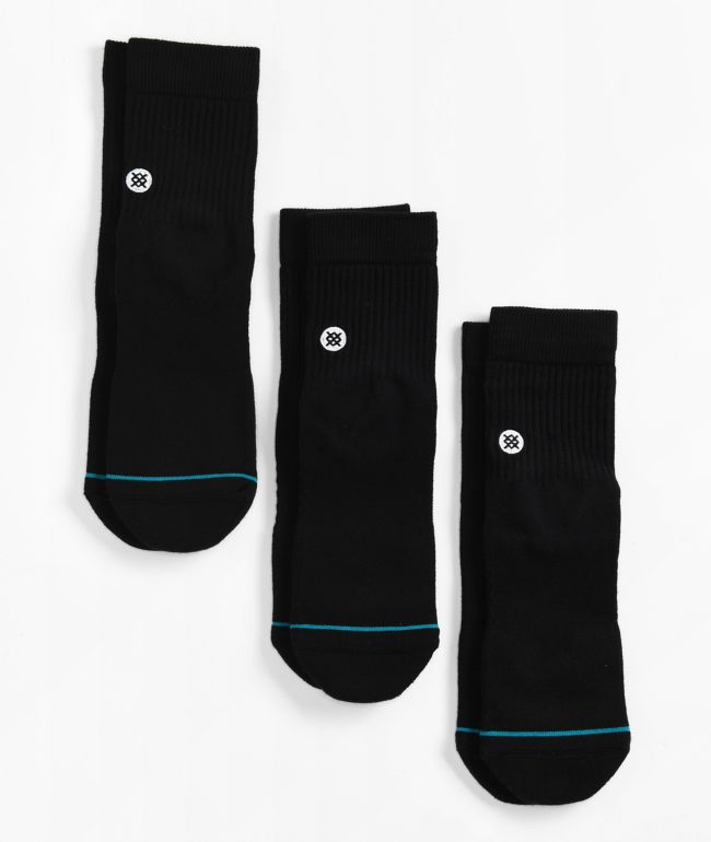 Stance Icon Black 3 Pack Ankle Socks - Stance