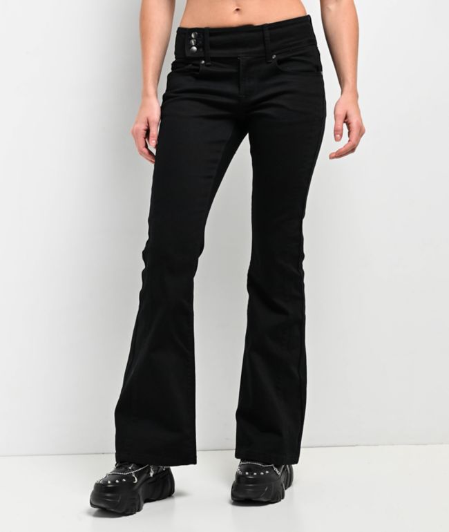 PacSun Black Lace-Up Low Rise Flare Jeans