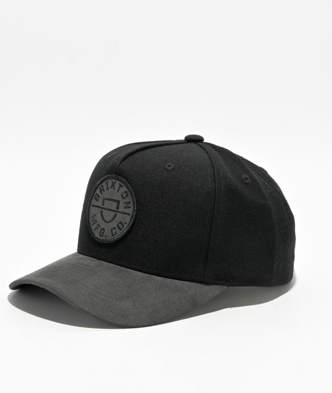 Crest Medium-Profile Snapback Hat - Black/Black/Black – Brixton Europe