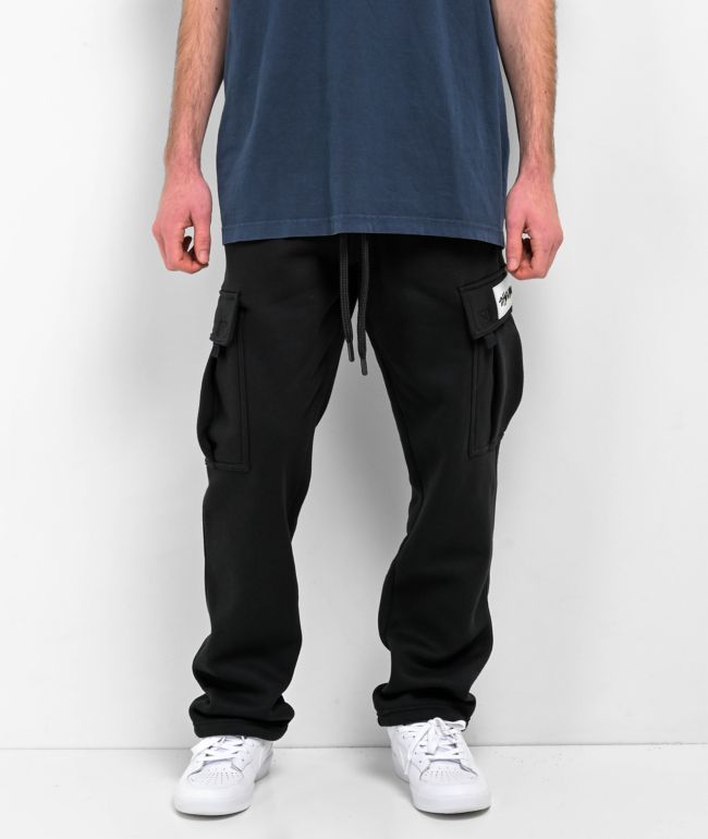 Empyre Loose Fit Embroidered Black Cargo Skate Pants