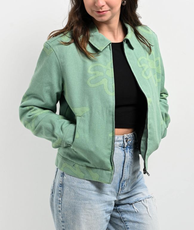 Petals by Petals and Peacocks Green Crop Work Jacket - Petals and Peacocks