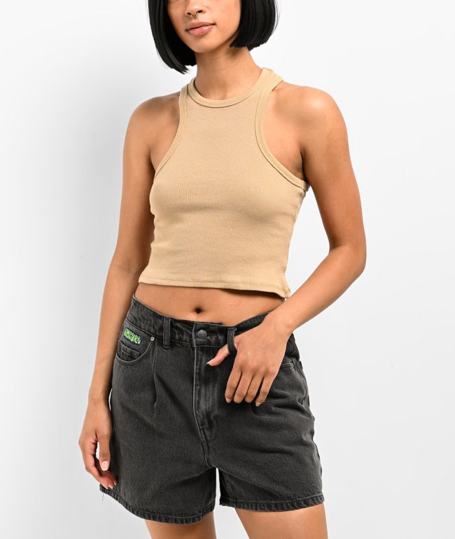 adidas Essentials Grey Ribbed Tank Top | Zumiez