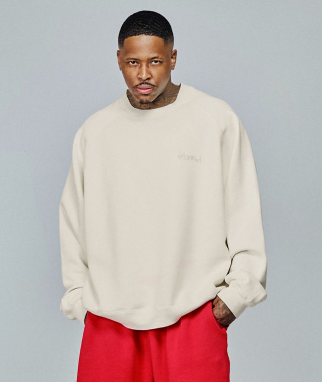 Red and cheap white crew neck