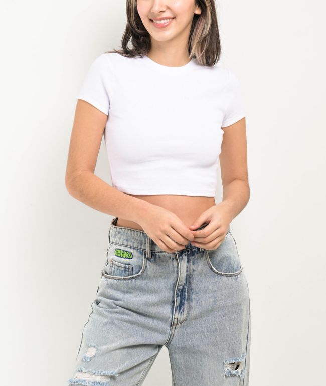 Ninth Hall Fundamentals Shawnie White Fitted Crop T-Shirt - Ninth Hall Fundamentals