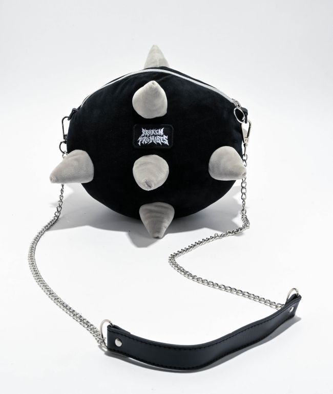 Broken Promises Flail Black Plush Shoulder Bag - Broken Promises
